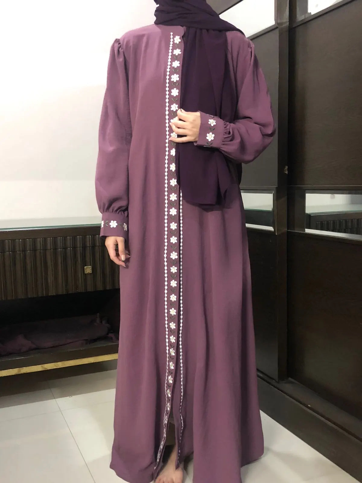 Abaya With Floral Embroidery